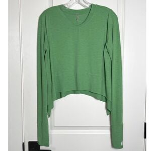 Free Movement Tempo Green Long Sleeve Cropped Athletic Top Thumbholes Women's M